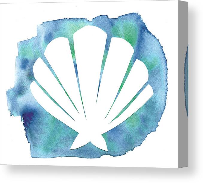 Watercolor Sea Shell Canvas Print featuring the painting Watercolor Sea Shell by Summer Tali Hilty
