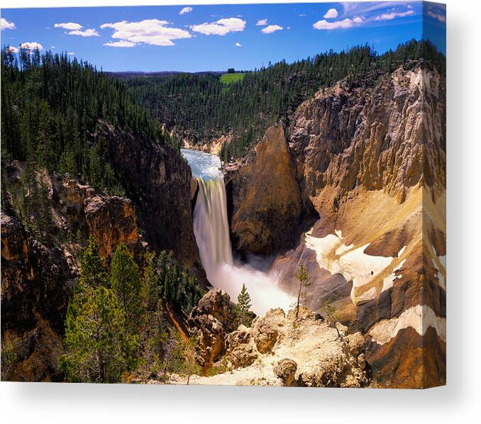 Scenics Canvas Print featuring the photograph Waterfall, Yellowstone National Park by Robert Glusic