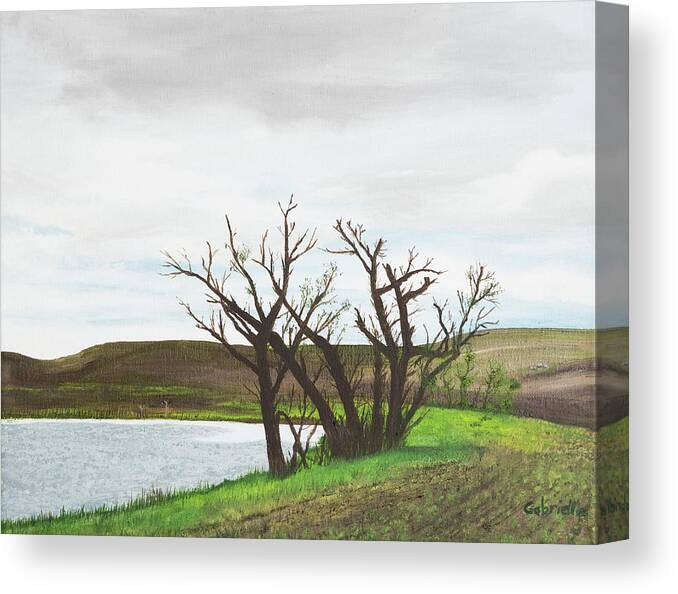 Trees Canvas Print featuring the painting Watering Hole by Gabrielle Munoz