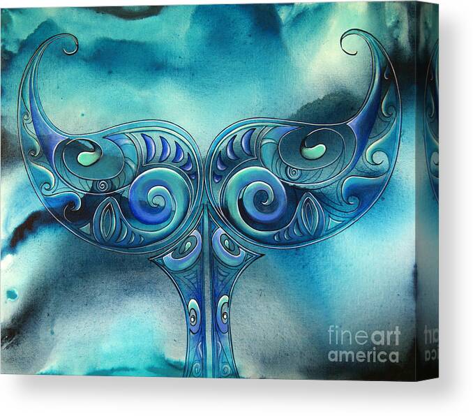  Canvas Print featuring the painting Whale Tail by Reina Cottier