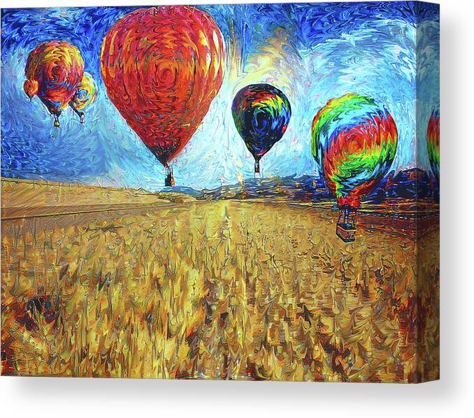 Balloon Canvas Print featuring the digital art When the sky blooms by Alex Mir