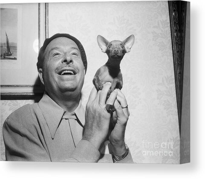 Pets Canvas Print featuring the photograph Xavier Cugat With His Dog Poquito by Bettmann