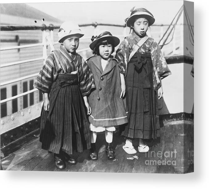 Child Canvas Print featuring the photograph Young Japanese Immigrants by Bettmann