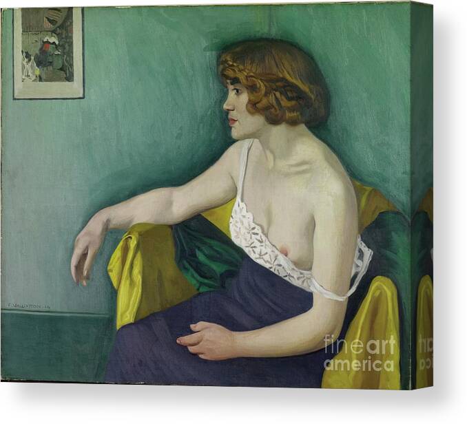 Art Canvas Print featuring the painting Young Woman Seated In Profile, 1914 by Felix Vallotton