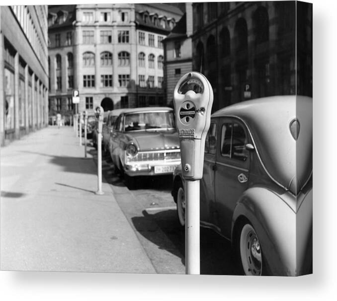Zurich Canvas Print featuring the photograph Zurich Meters by Terry Chambers