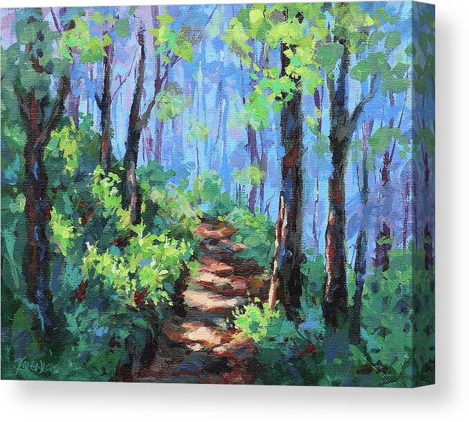 Forest Canvas Print featuring the painting Along the Path #1 by Karen Ilari