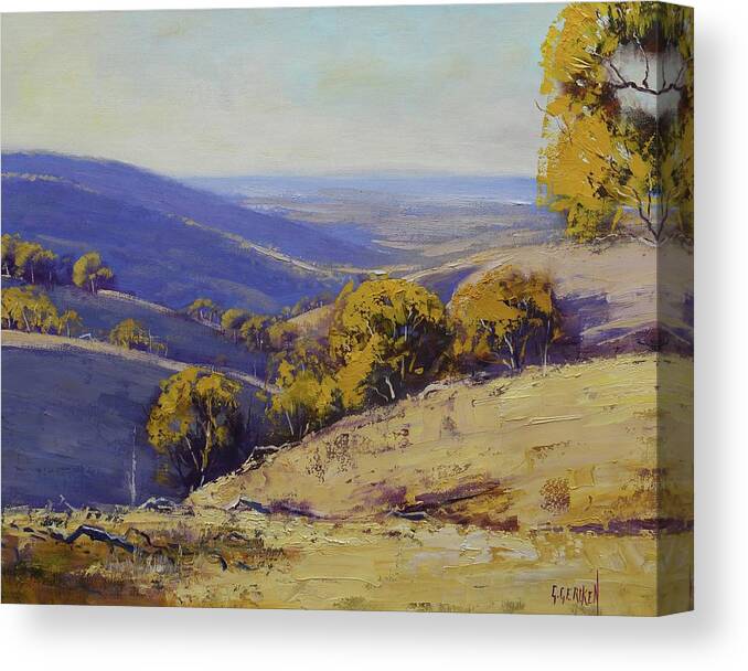 Central Tablelands Canvas Print featuring the painting Australian Landscape by Graham Gercken