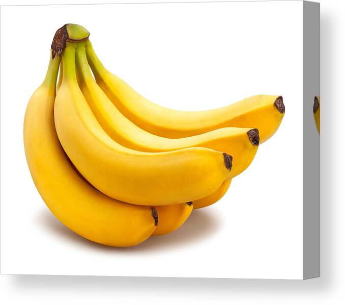 White Background Canvas Print featuring the photograph Banana #1 by Bergamont