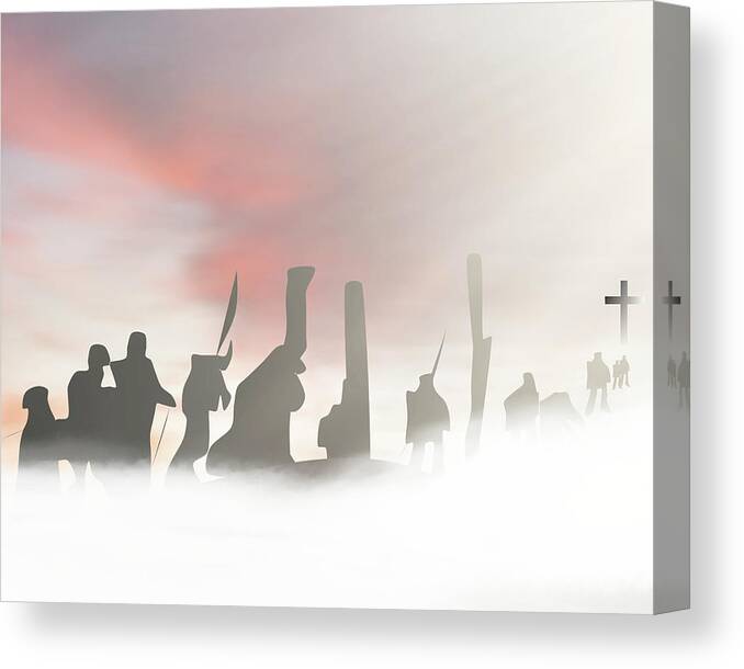 Soldiers Canvas Print featuring the mixed media Christian Soldiers in the Sky #1 by Bob Pardue