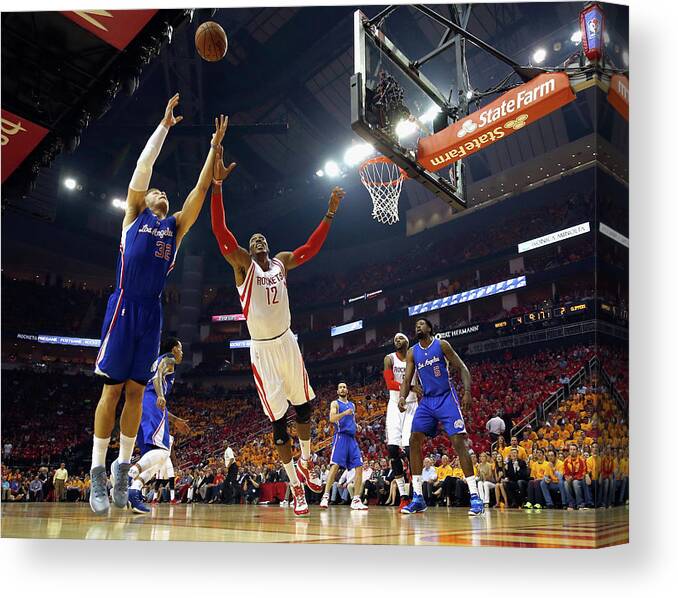 Playoffs Canvas Print featuring the photograph Dwight Howard and Blake Griffin #1 by Scott Halleran