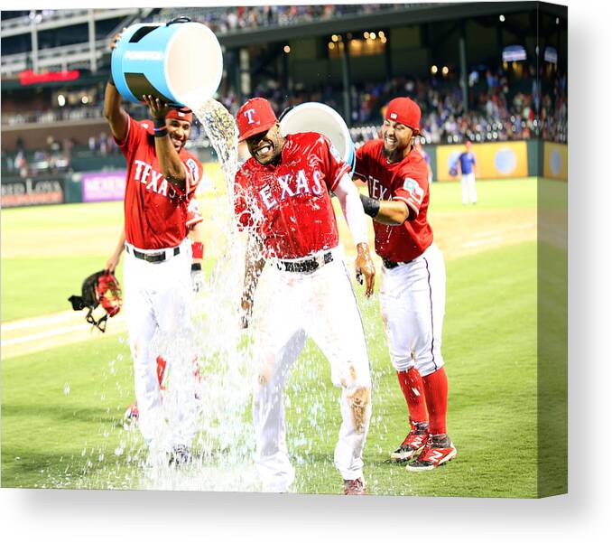 People Canvas Print featuring the photograph Elvis Andrus and Rougned Odor #1 by Rick Yeatts
