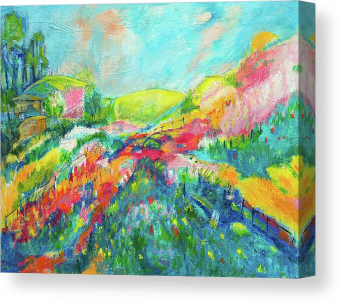 Abstract Canvas Print featuring the painting Flower Fields by Haleh Mahbod