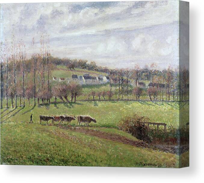 Camille Pissarro Canvas Print featuring the painting Summer Landscape, Eragny #1 by Camille Pissarro