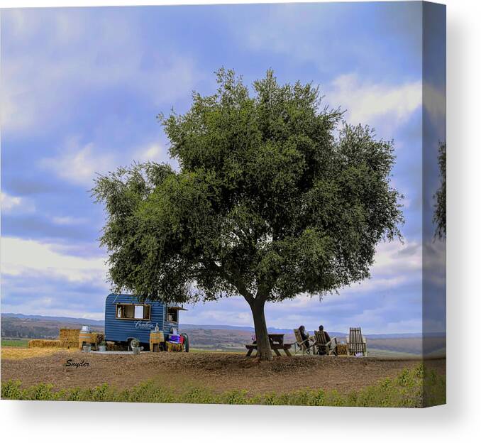 Oak Tree Canvas Print featuring the photograph Tasting Under the Oak Tree at Cambria Winery #1 by Barbara Snyder