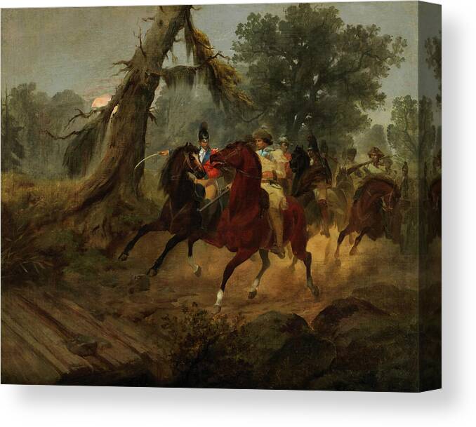 Painting Canvas Print featuring the painting The Ride Of General Marion's Men #1 by Mountain Dreams