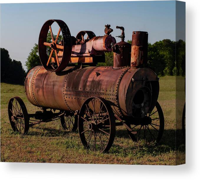 Stram Engine Canvas Print featuring the photograph 1880 Ames Iron Works Threshing engine by Flees Photos