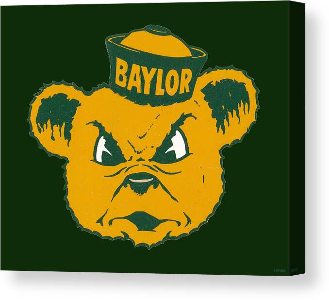 Baylor Canvas Print featuring the mixed media 1950's Baylor Bear Art by Row One Brand