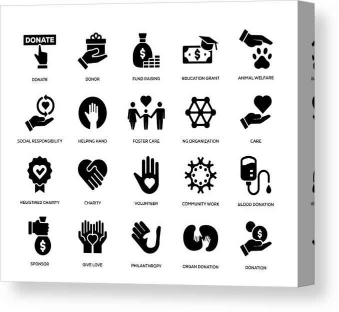 Charity Benefit Canvas Print featuring the drawing Charity and Donation Icon Set #2 by Enis Aksoy