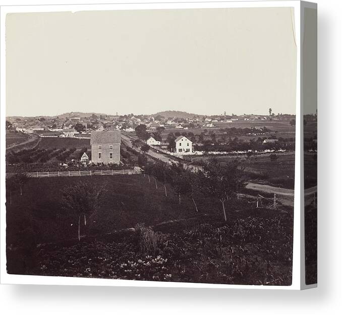 Formerly Attributed To Mathew B. Brady Wagon And Unidentified Union Army Tented Encampment In Distance Canvas Print featuring the painting formerly attributed to MATHEW B. BRADY Wagon and Unidentified Union Army Tented Encampment in Distan by MotionAge Designs