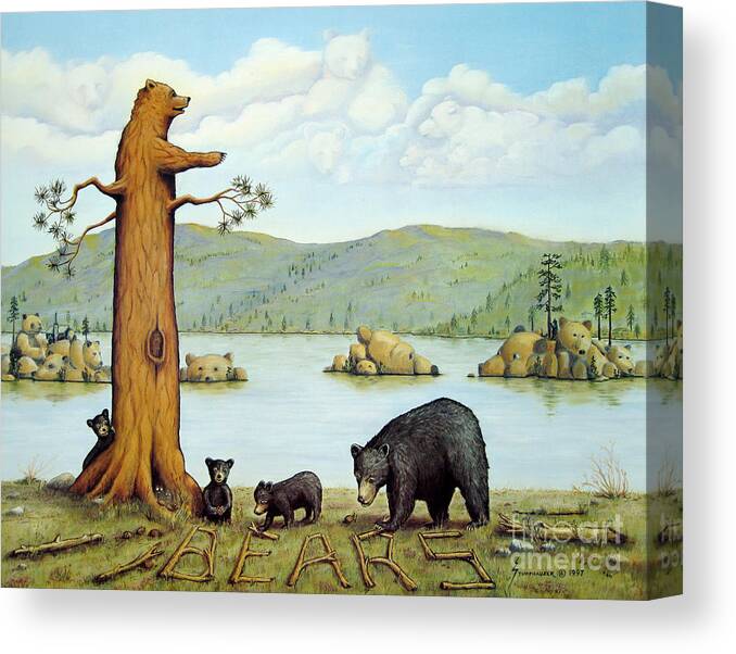Bears Canvas Print featuring the painting 27 Bears by Jerome Stumphauzer