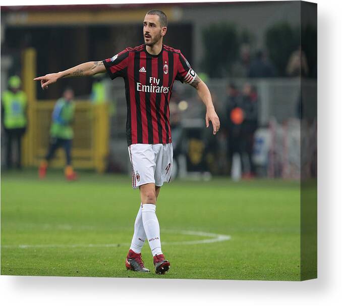 People Canvas Print featuring the photograph AC Milan v Hellas Verona FC - Tim Cup #4 by Emilio Andreoli