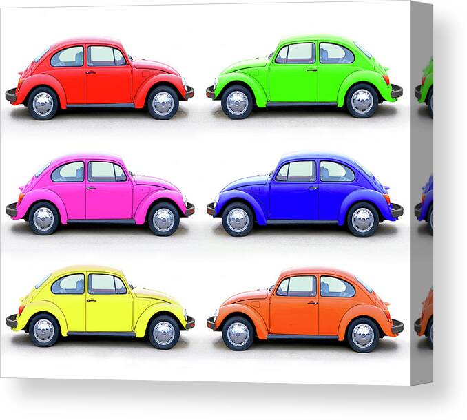 Volkswagen Canvas Print featuring the photograph 6 Beetles by Christopher McKenzie