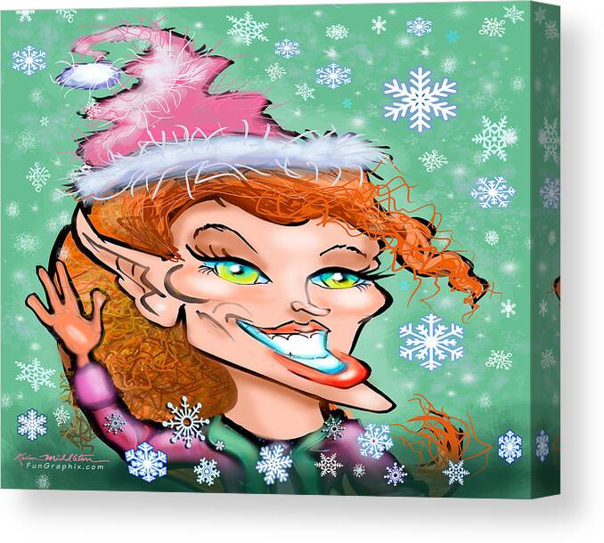 Christmas Canvas Print featuring the digital art Christmas Elf by Kevin Middleton