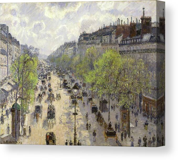 Camille Pissarro Canvas Print featuring the painting Boulevard Montmartre, Spring #7 by Camille Pissarro