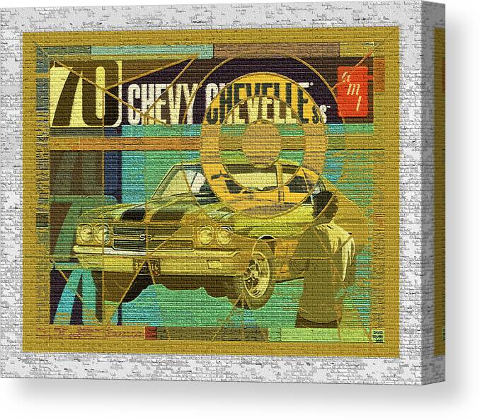 70 Chevy Canvas Print featuring the digital art 70 Chevy / AMT Chevelle by David Squibb
