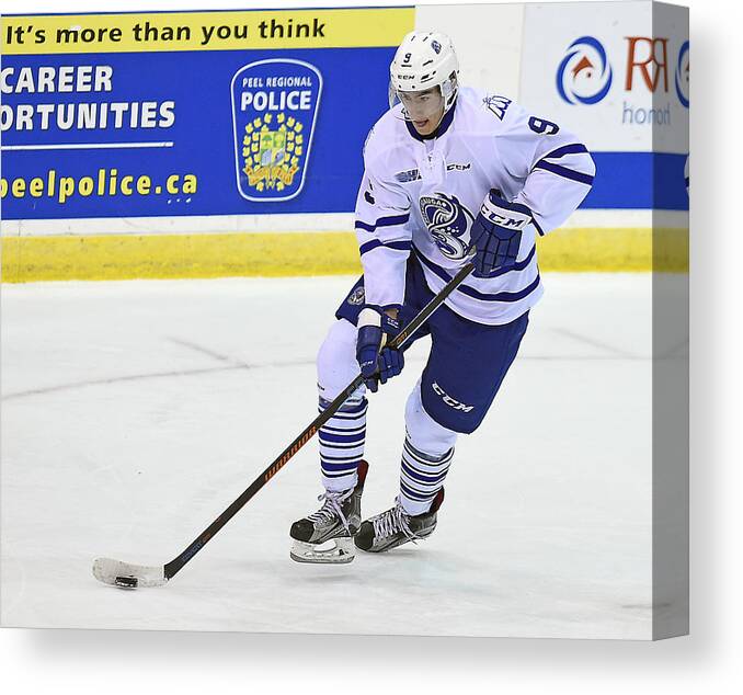 People Canvas Print featuring the photograph Barrie Colts v Mississauga Steelheads #8 by Graig Abel