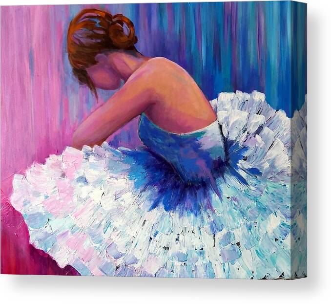Ballet Canvas Print featuring the painting A Ballerina in Repose by Rosie Sherman