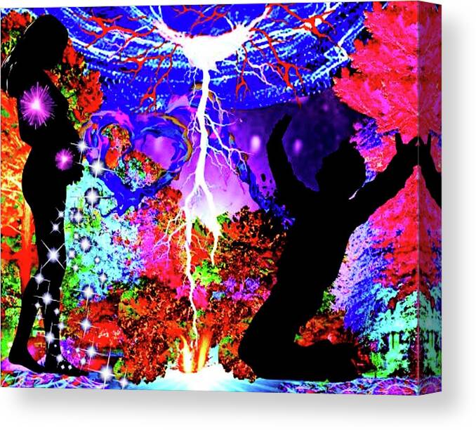 A Fathers Love Poem Canvas Print featuring the digital art A Fathers Love Bursts Before Baby's Dawn by Stephen Battel