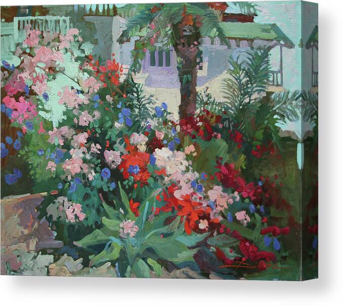 Plein Air Painting Canvas Print featuring the painting A Riot of Glory by Elizabeth - Betty Jean Billups