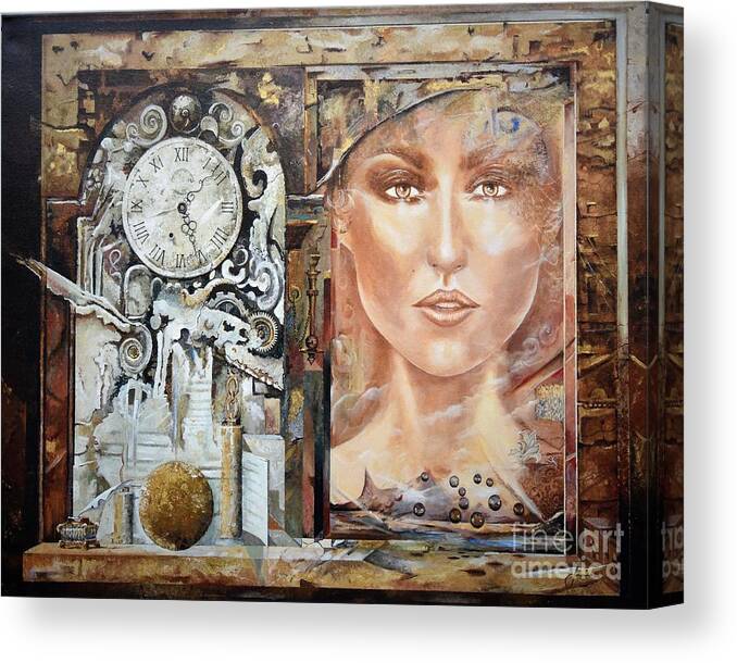 Portrait Canvas Print featuring the painting About Time by Sinisa Saratlic