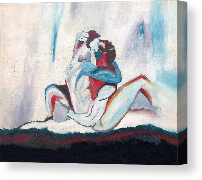 Abstract Canvas Print featuring the painting Abstract Couple by Troy Caperton
