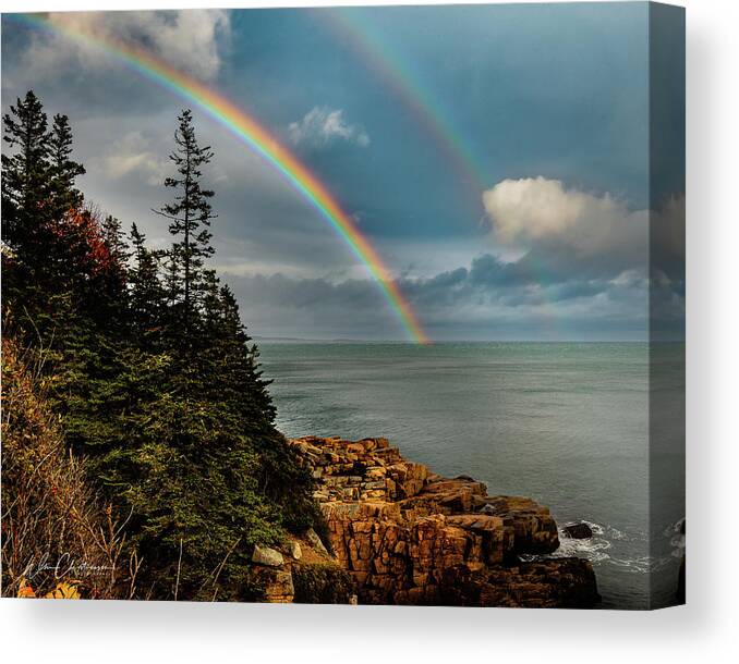 Acadia Canvas Print featuring the photograph Acadia Double Rainbow by William Christiansen