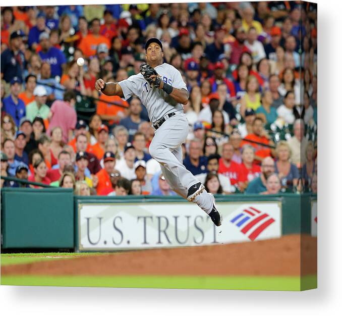Adrian Beltre Canvas Print featuring the photograph Adrian Beltre and Carlos Correa by Bob Levey