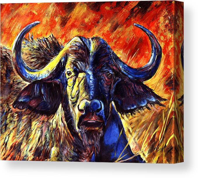 African Cape Buffalo Canvas Print featuring the painting African Cape Buffalo by John Bohn
