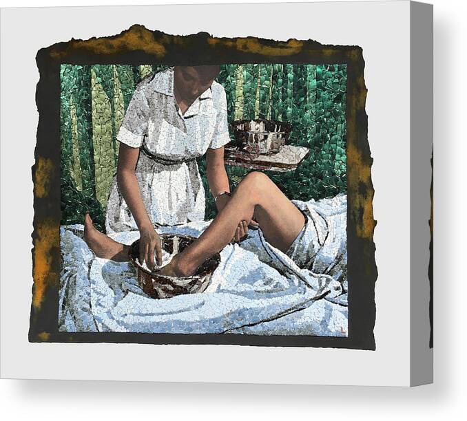 Mosaic Canvas Print featuring the mixed media After bathing, make sure the skin is thoroughly dry. by Matthew Lazure