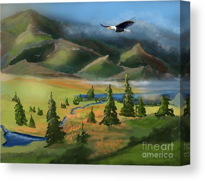 Alaska Canvas Print featuring the digital art Alaska Interior by Doug Gist