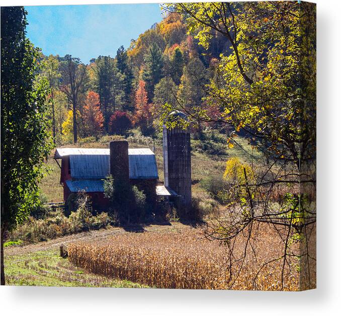 Farm Canvas Print featuring the photograph A Farm on an Autumn Morning in North Carolina by L Bosco