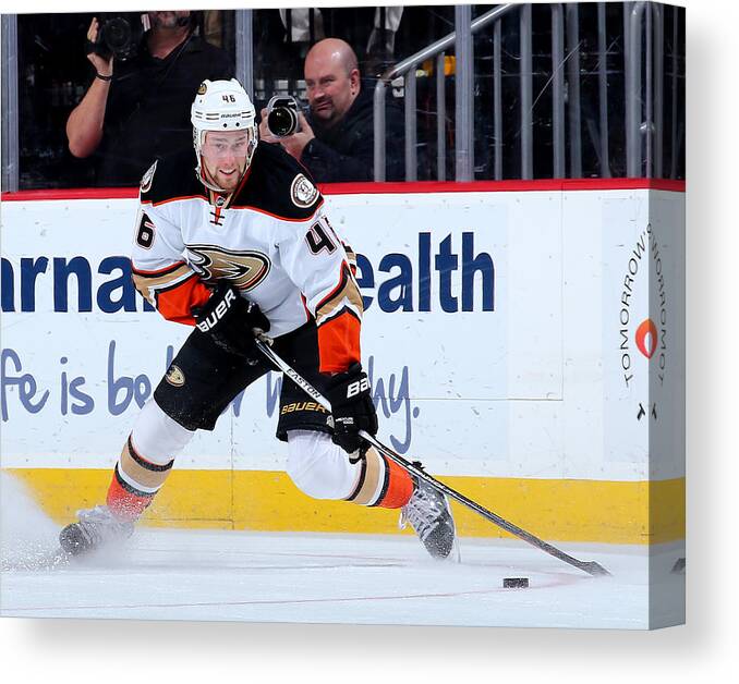 People Canvas Print featuring the photograph Anaheim Ducks v New Jersey Devils by Elsa