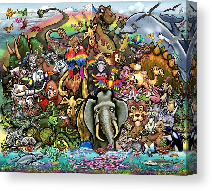 Animal Canvas Print featuring the digital art Animals of Planet Earth by Kevin Middleton
