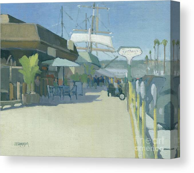 Anthony's Fish Grotto Canvas Print featuring the painting Anthony's Fish Grotto - Downtown, San Diego, California by Paul Strahm