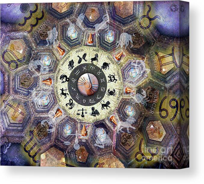 Mystic's Astrologer's Canvas Print featuring the digital art Astrologer's Ceiling by Anthony Ellis