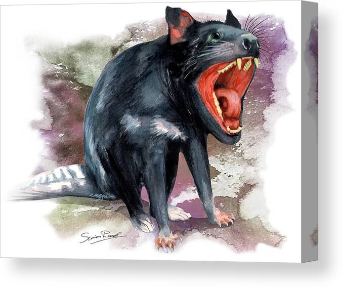 Art Canvas Print featuring the painting Australian Tasmanian Devil by Simon Read