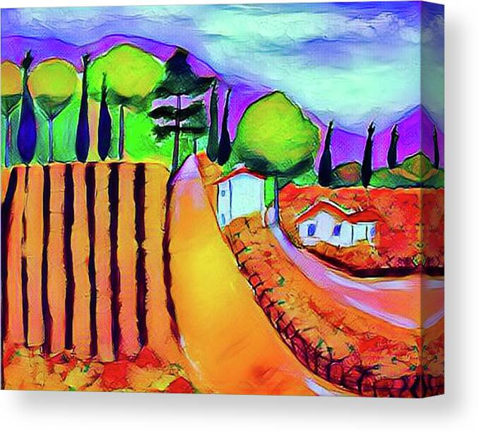 Autumn In Provence Canvas Print featuring the mixed media Automne en Provence revisited by Rusty Gladdish