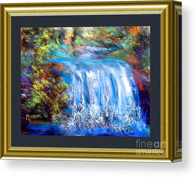  Canvas Print featuring the pastel Autumn Waterfall by Shirley Moravec