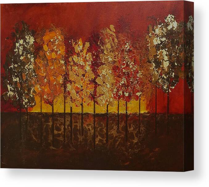 Fall Canvas Print featuring the painting Autumn's Crowning Glory by Linda Bailey