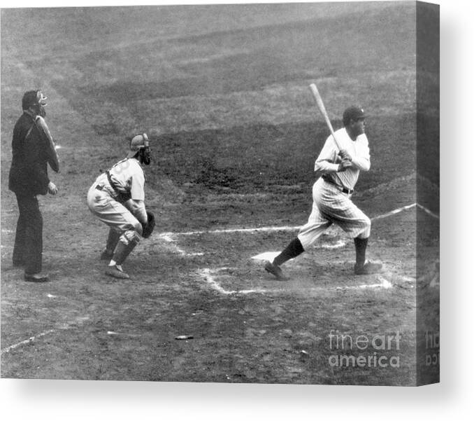 American League Baseball Canvas Print featuring the photograph Babe Ruth by National Baseball Hall Of Fame Library